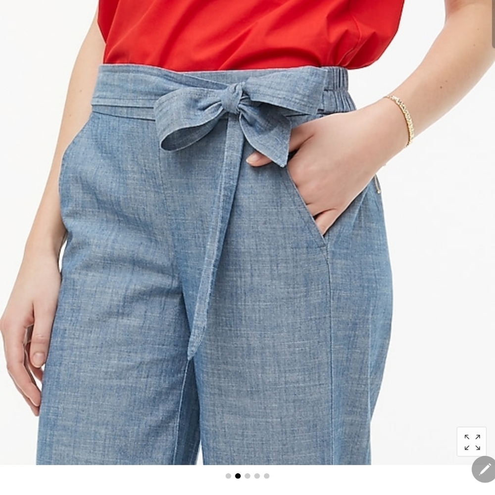 Chambray tie waist pants.